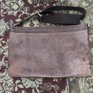 Coach Unisex 5218 Brown Leather Zip Courier Laptop Bag